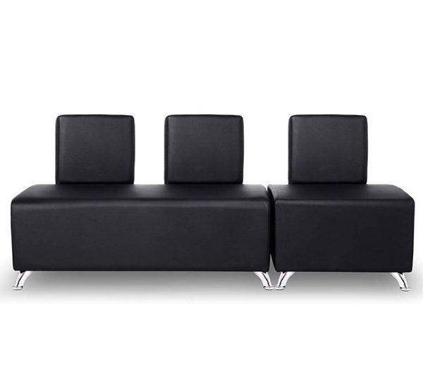 Banquette d'attente noire avec dossier