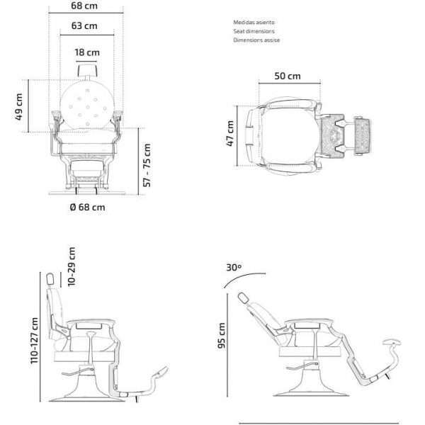 Fauteuil barbier MUSE GRIS