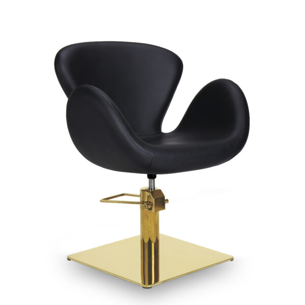 Fauteuil de coupe noir et or pour salon de coiffure pied carré