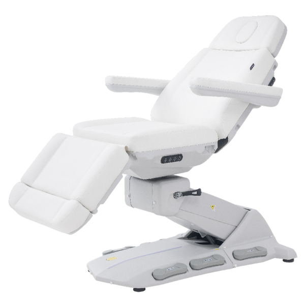 Fauteuil esthétique électrique CRYSTAL WHITE beige avec 4 moteurs et réglages électriques professionnels